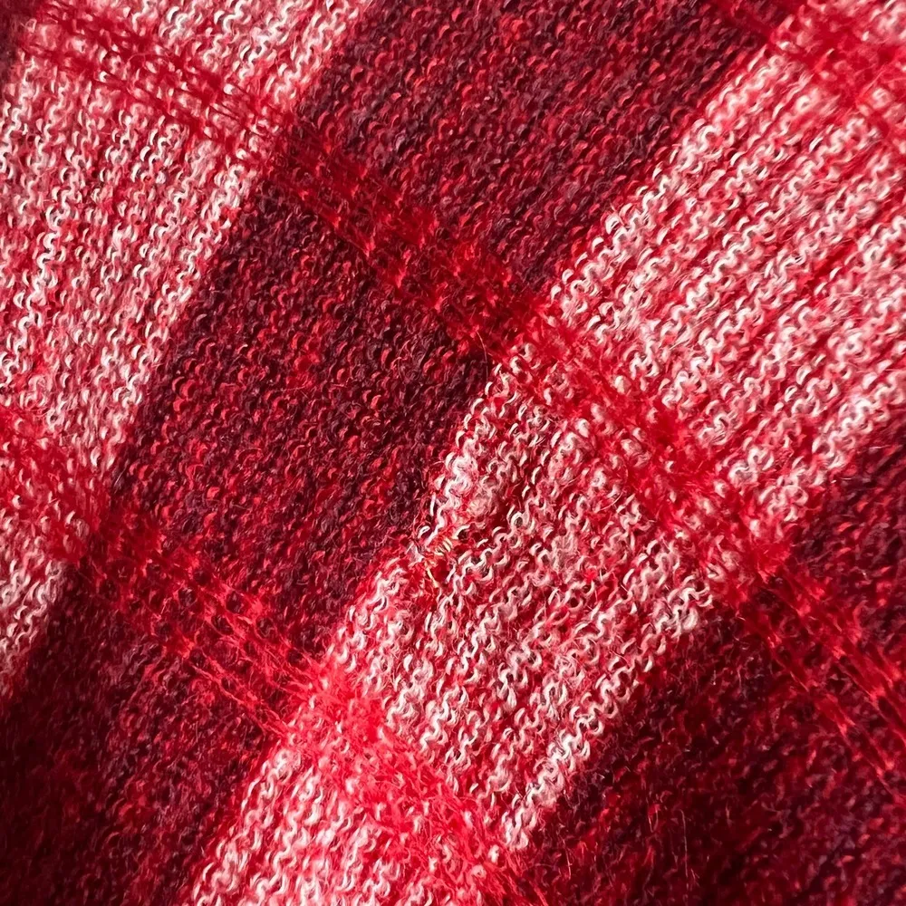 Miu Miu Red High Neck Checked Mohair Blend Pullover Sweater Size 46 - Image 6