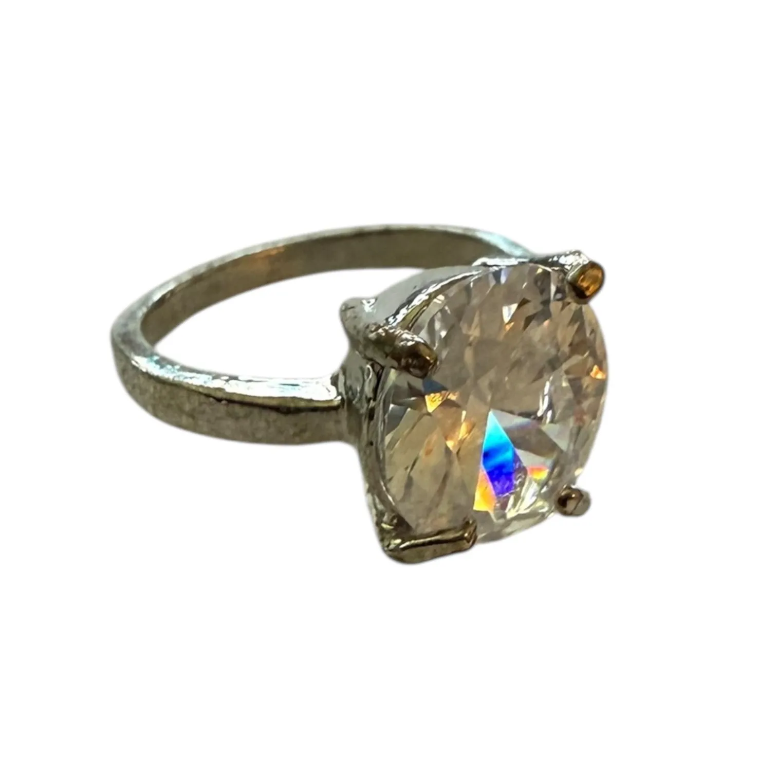 Diamond CZ Engagement Wedding Silver Ring Size 6.5 - Image 3