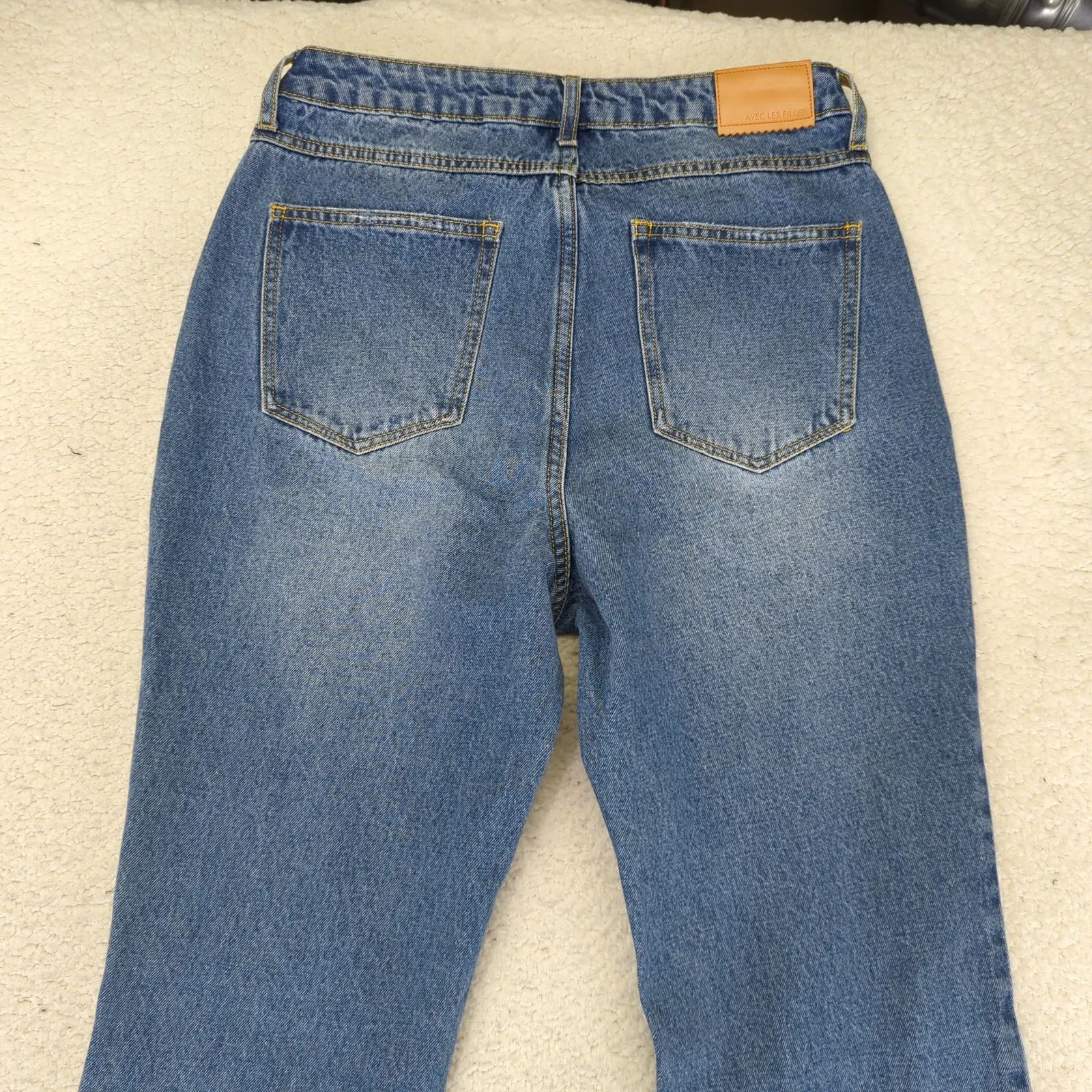 Avec Les Filles Distressed High-rise Jeans Boot Cut Women's 29 Rigid Split Hem - Image 5