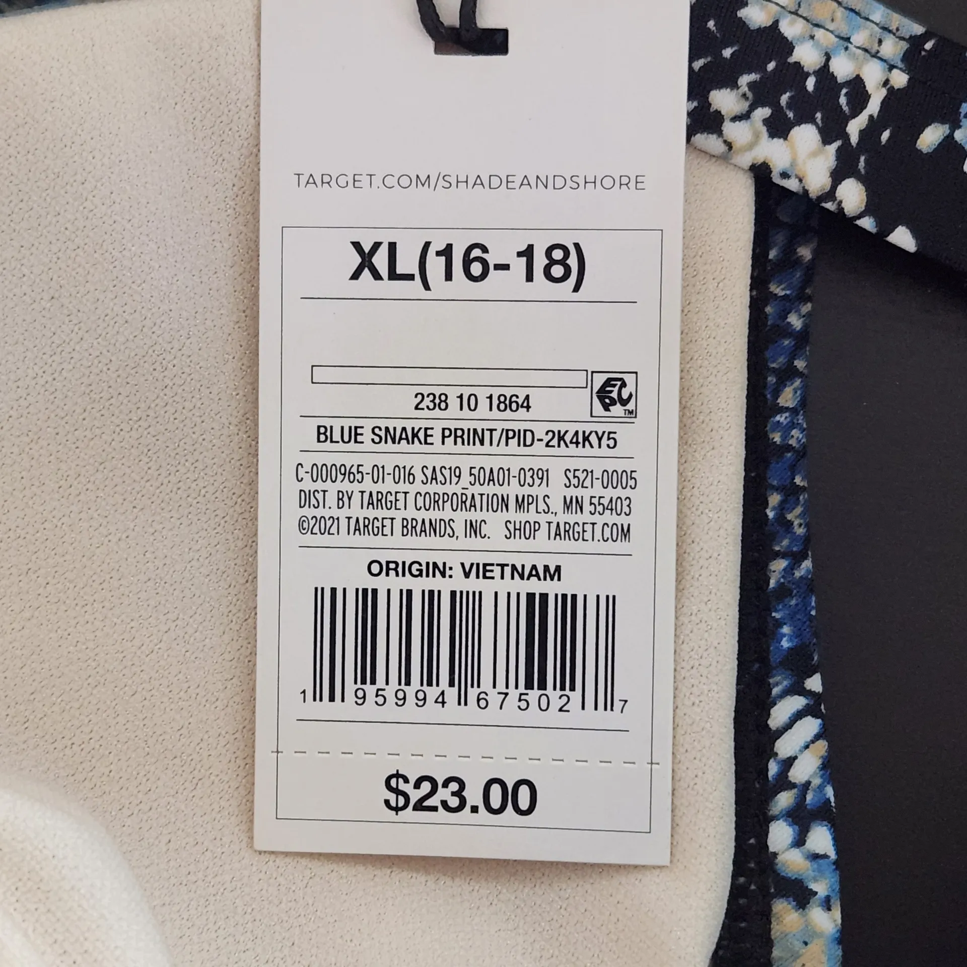 Shade & Shore Blue and Black Snakeskin Print Bikini Top NWT Size XL - Image 4