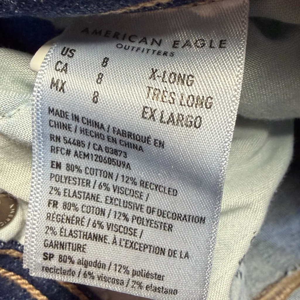 American Eagle  Kick Boot Jeans Womens 8 X-Long Next Level Stretch Distressed - Image 11
