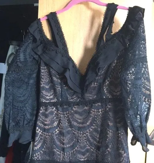 Bridget Black Lace Off The Shoulder Dress - Image 3