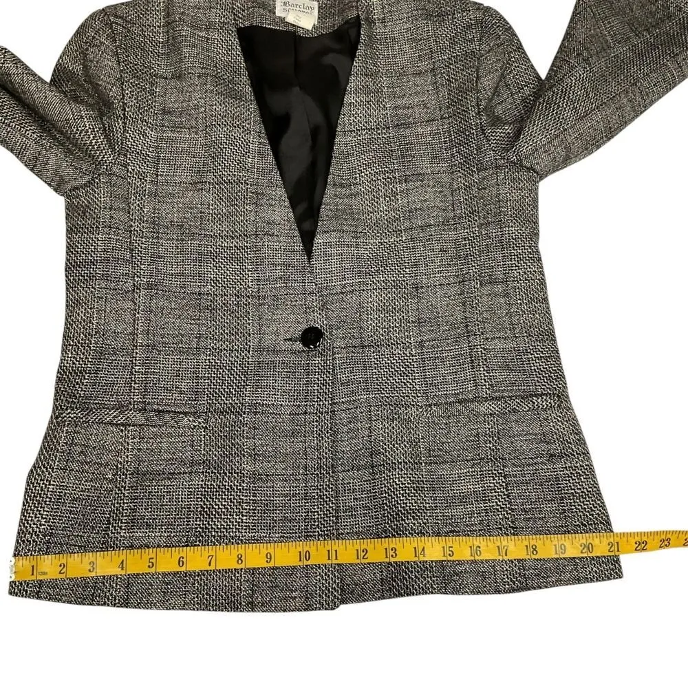 Barclay Square Women's Sz 10 Plaid Flecked Wool Silk Blazer Jacket Career Office Gray - Image 10
