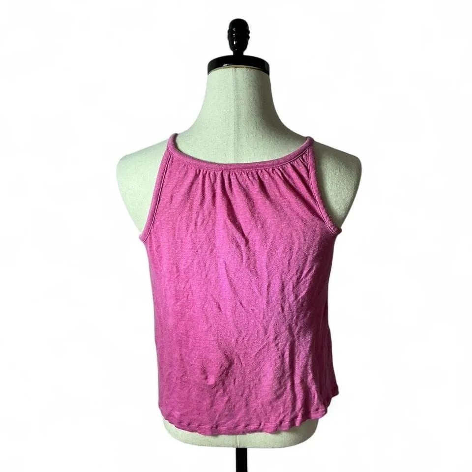 Halston Women's‎ Pink Linen Tank Top Sleeveless Casual Summer - Image 2