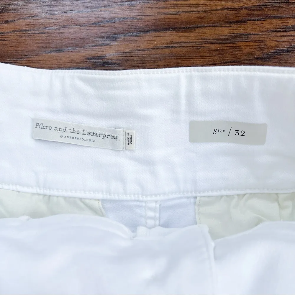 Pilcro • Anthro Belted Palazzo Shorts high rise white stretch denim tie waist - Image 5