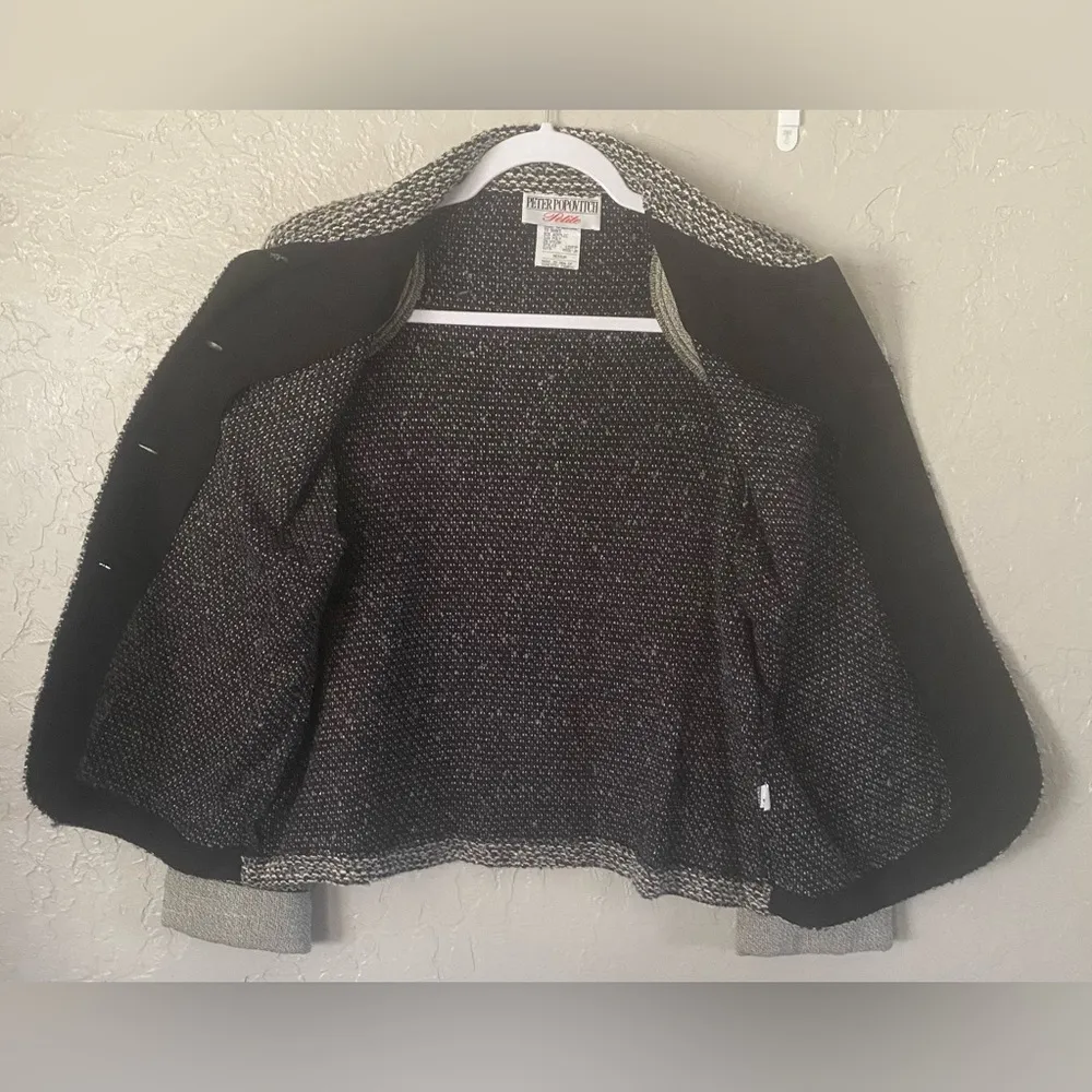 Peter Popovitch Womens Blazer Size Petite Medium MP Black Brown Y2K Vtg 90s - Image 10