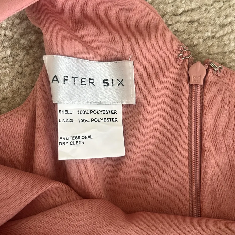 After Six Chiffon One Shoulder Gown #1544 in Desert Rose Size 0 - Image 4