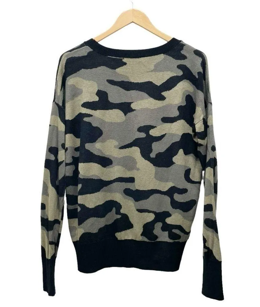 Isaac Mizrahi New York Black Green Camo Pullover Sweater Women’s Size Medium - Image 3