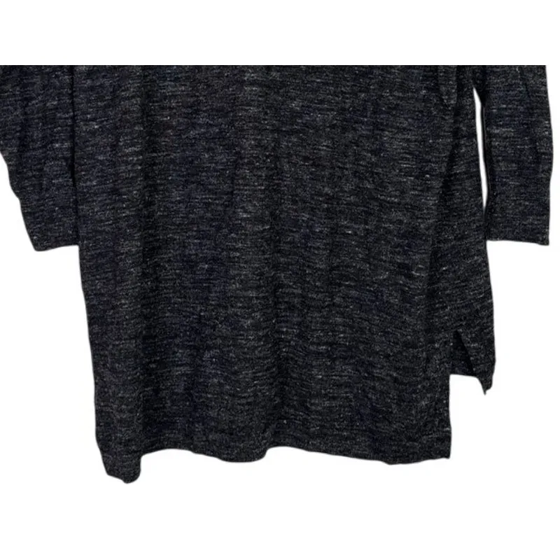 J. Crew Wool Blend Oversized Boxy Knit Crewneck High Low Sweater M Dark Grey - Image 6