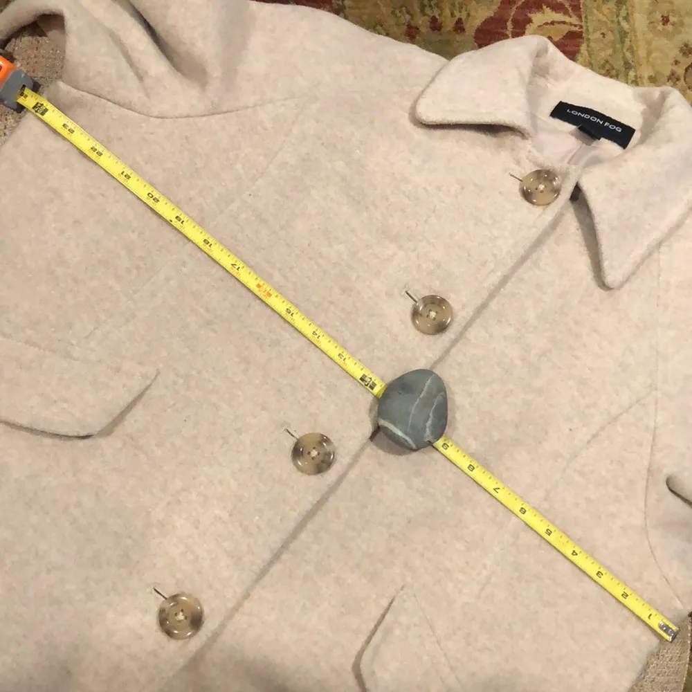 LONDON FOG Women’s Oatmeal Wool Single Breast Button Down Coat Sz - Image 14
