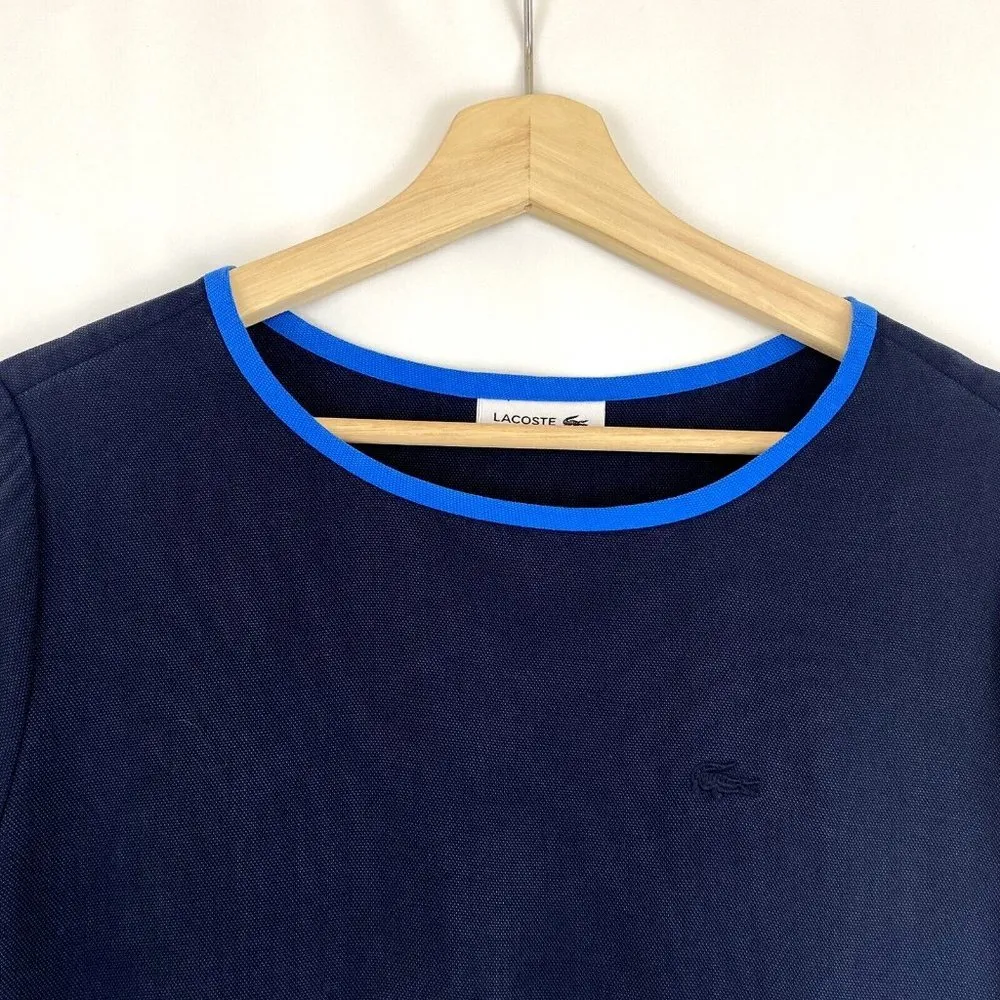 Lacoste Womens Shift Dress Lyocell Navy Blue Short Sleevesl Sz 34 XXS US2 - Image 3