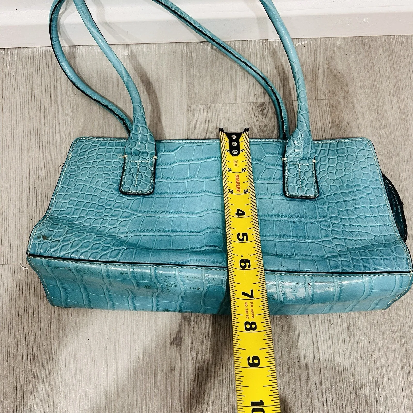 Vintage Textured Teal Tommy Hilfiger Purse And Change Purse Wallet Set - Image 7