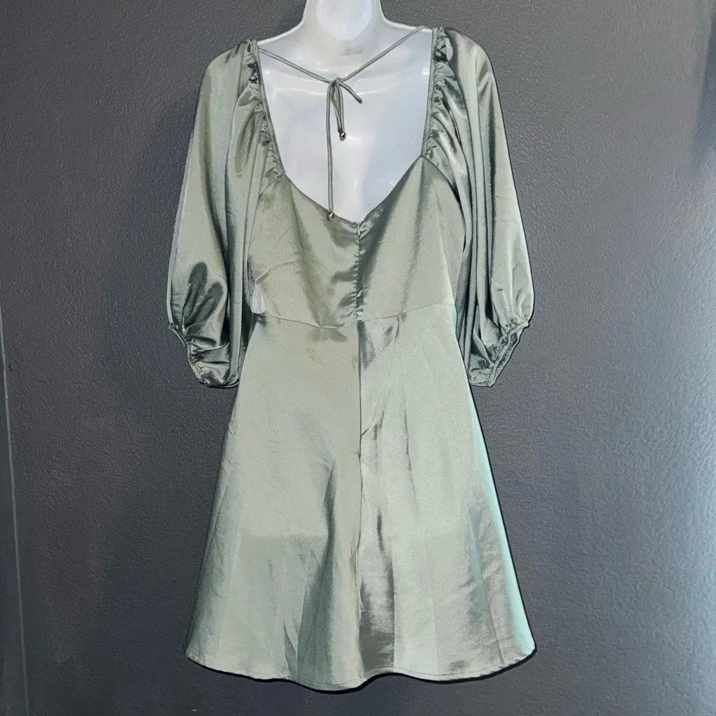 Selfie Leslie Women’s Sage Green Satin Sweetheart Mini Spring Dress XL - Image 9