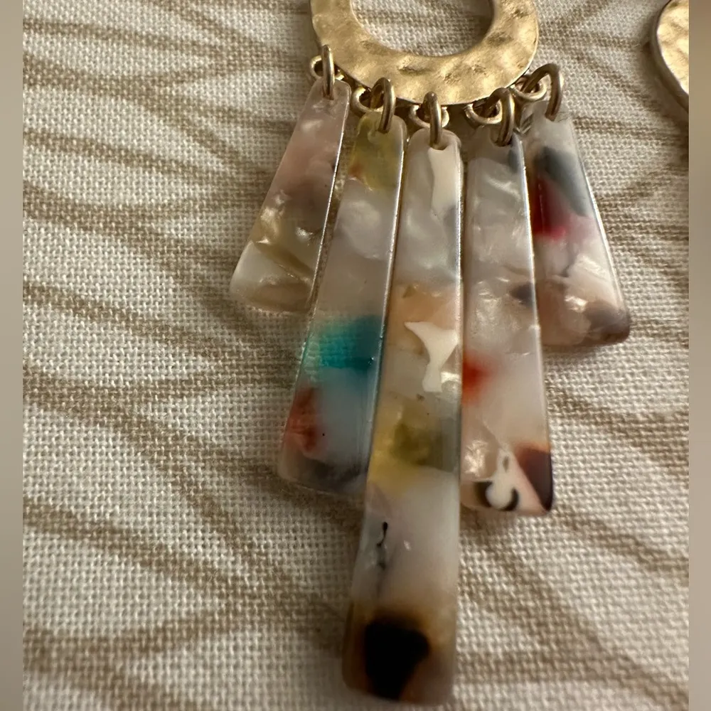 NWOT Charming Charlie Acetate Drop Earrings Multicolor Tortoise - Image 4