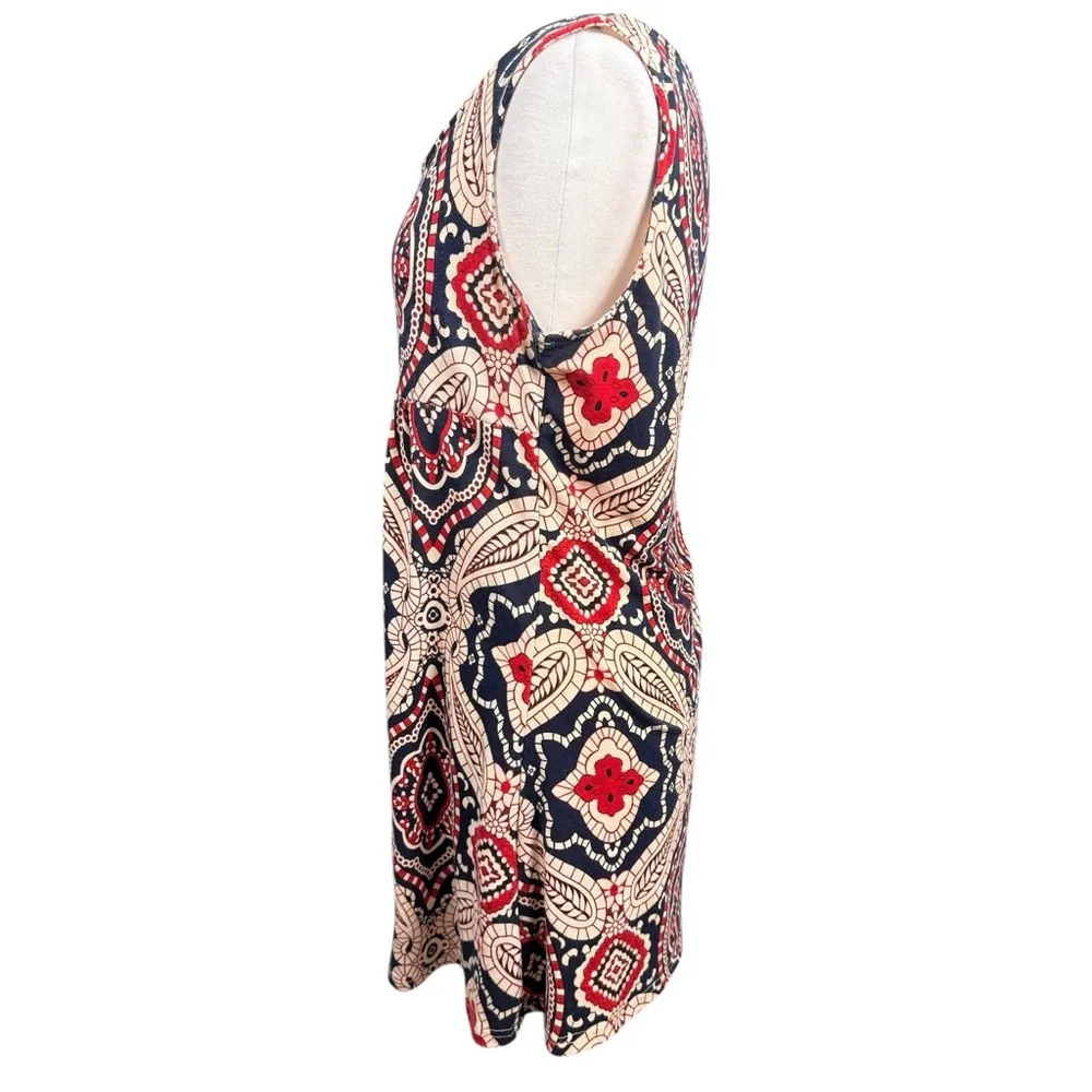 Reborn Sleeveless Dress Size L Blue Red Patterned Size L - Image 7