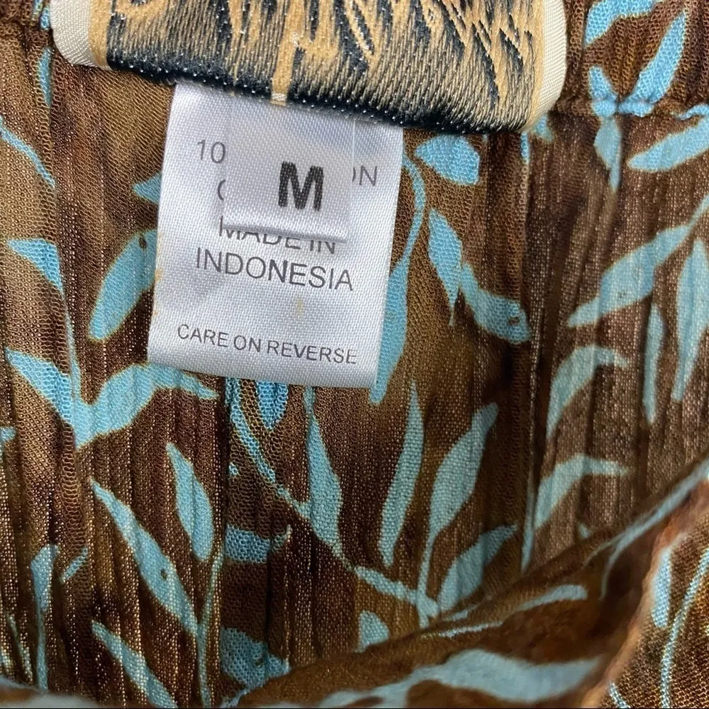 Vintage Red's Threads Medium 70’s Leaf Flowy Midi Skirt Floral Plants Nature Brown - Image 6