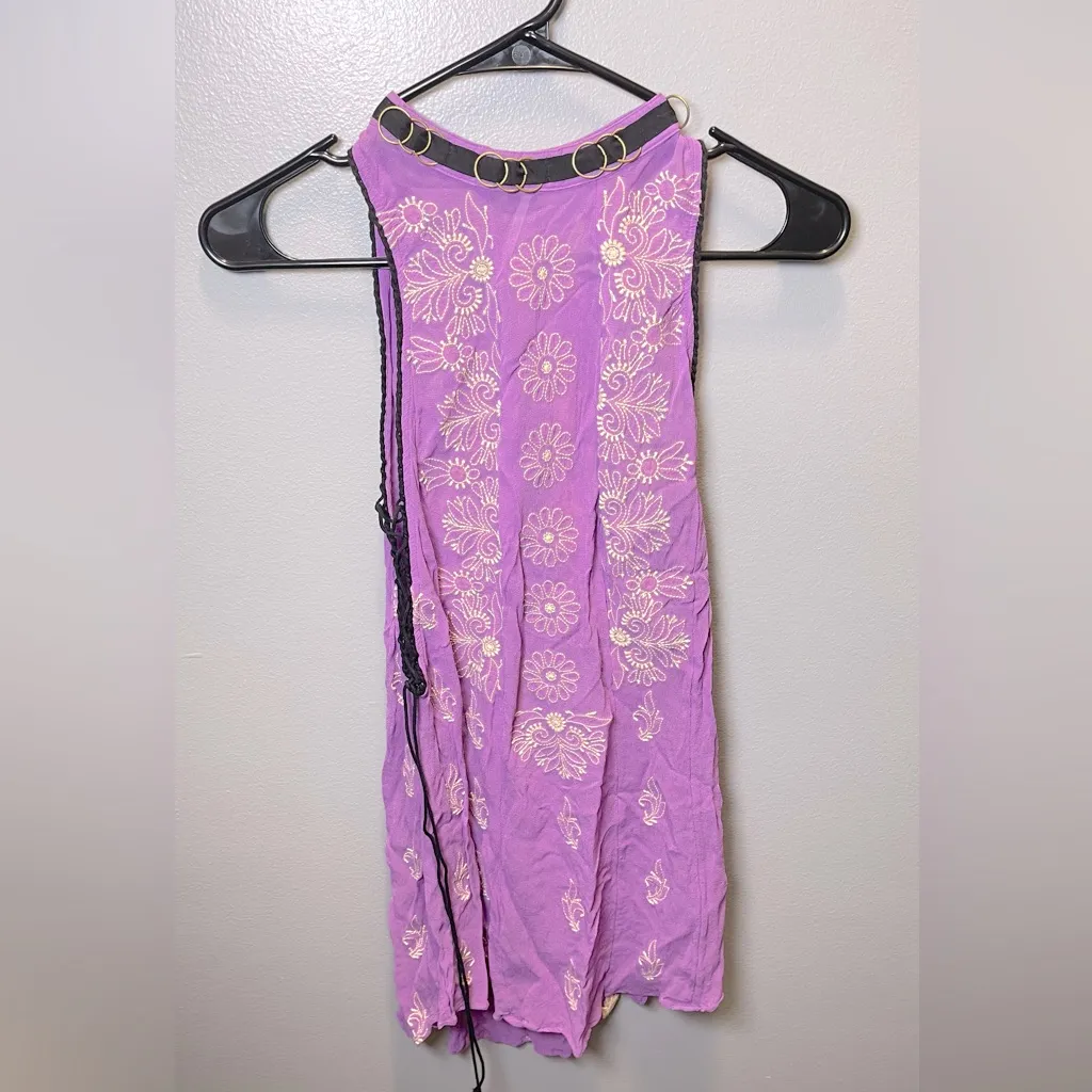 Free People Sunset‎ Kisses Embroidered Lilac Sheer Tunic Top Dress Purple Size M - Image 3