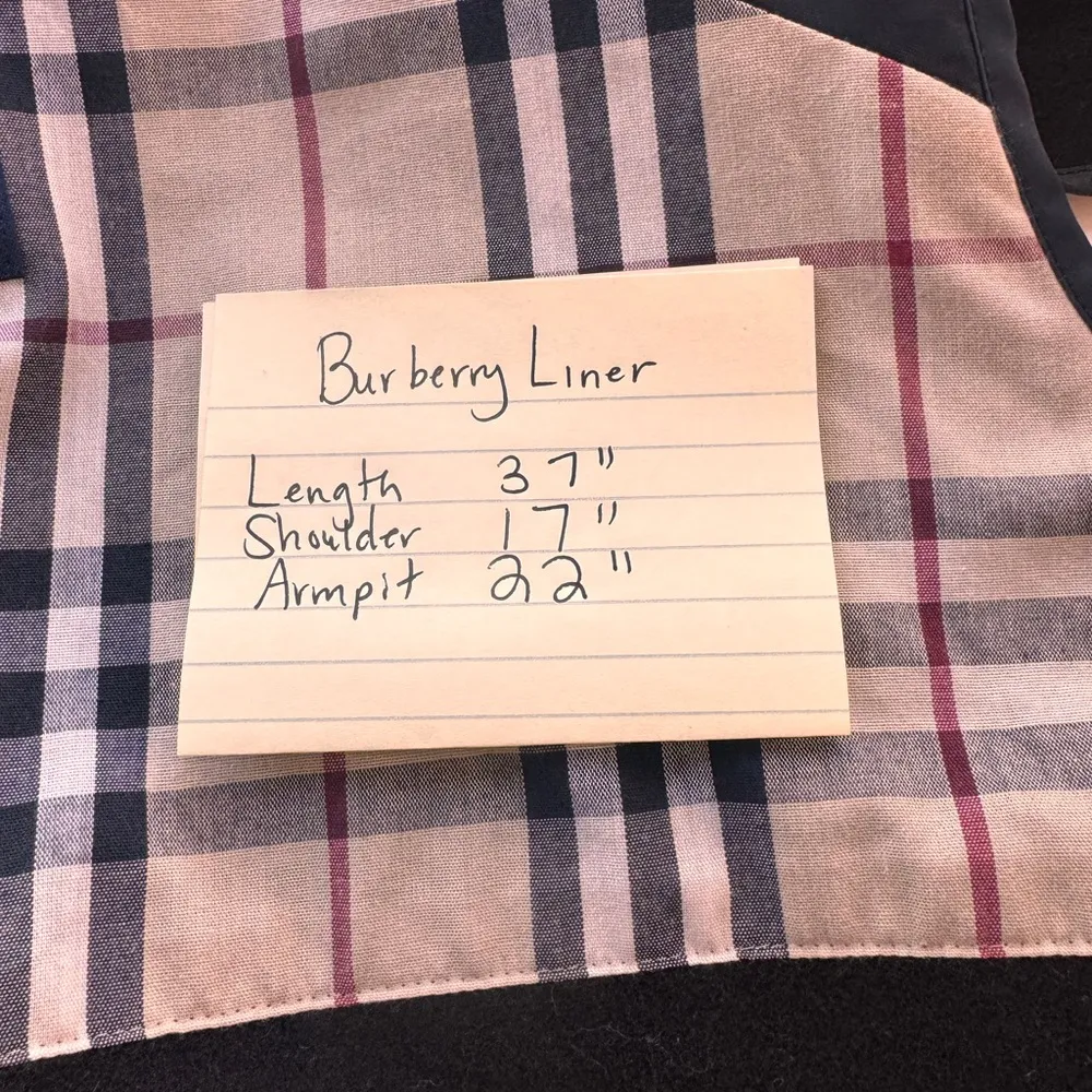 Burberry Nova Wool Long ZIP-IN Coat Liner Size Medium(?) — see Measurements EUC - Image 9