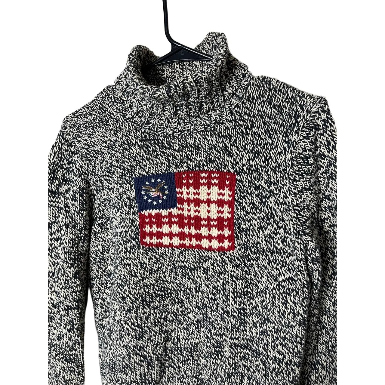 AMERICAN LIVING‎ Turtleneck Sweater Womens S Marled Flag Eagle Knit Patriotic - Image 2