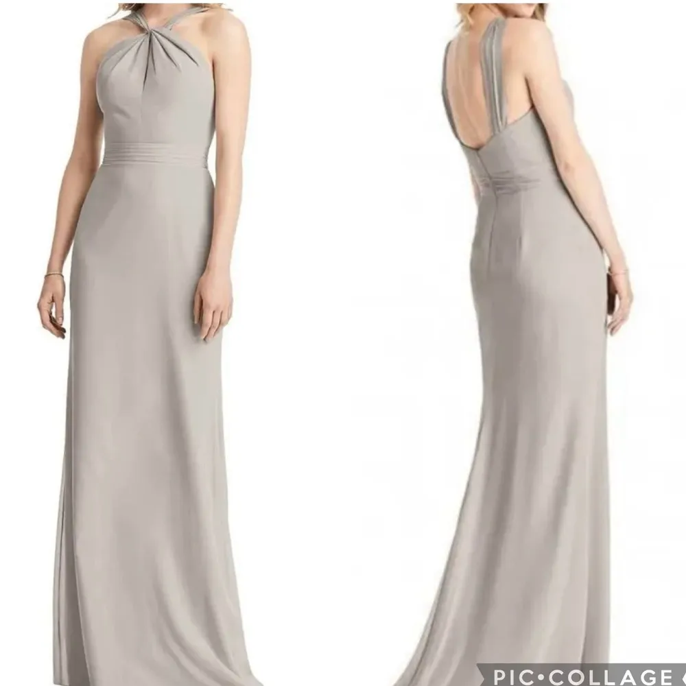 Jenny Packham NWT JP1034 Halter Chiffon Sleeveless Bridesmaid Dress Cabernet 10 - Image 3