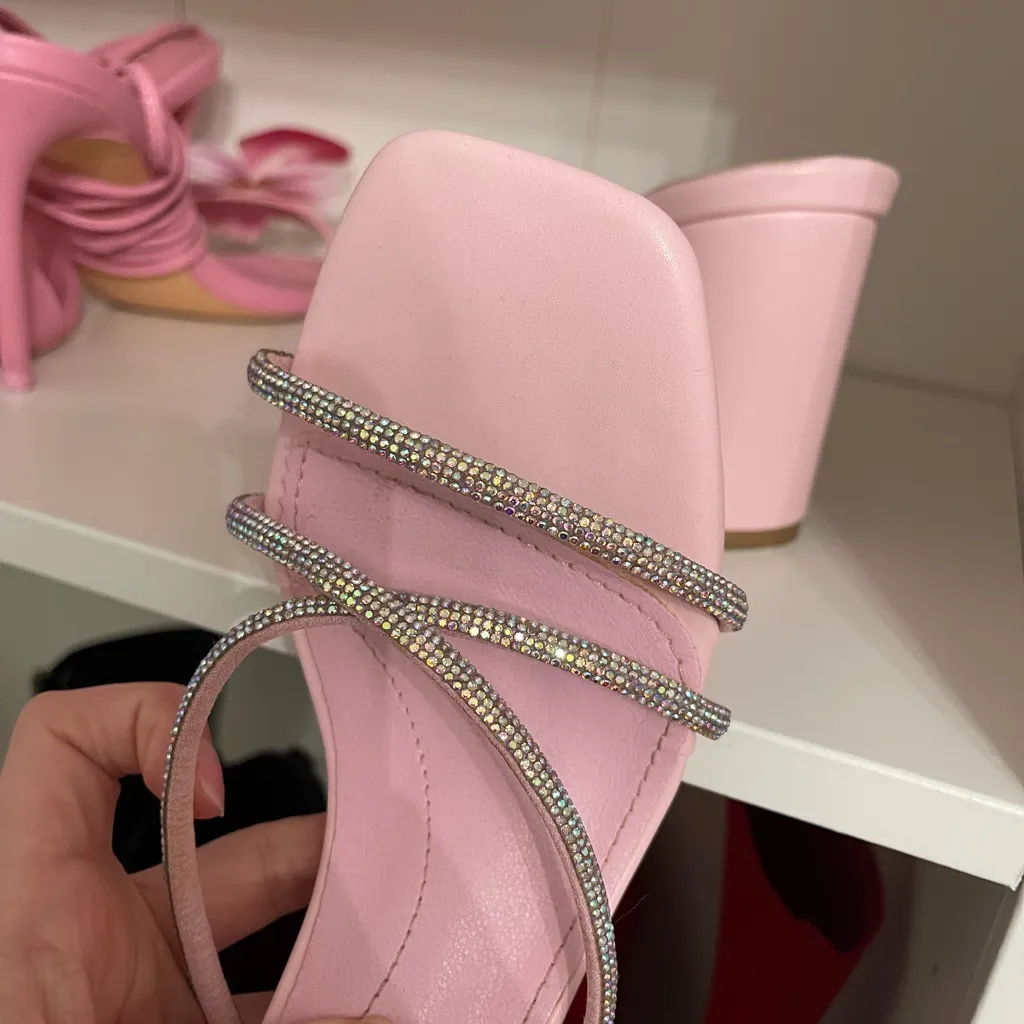 Windsor Pink Strappy Block Heels - Image 3