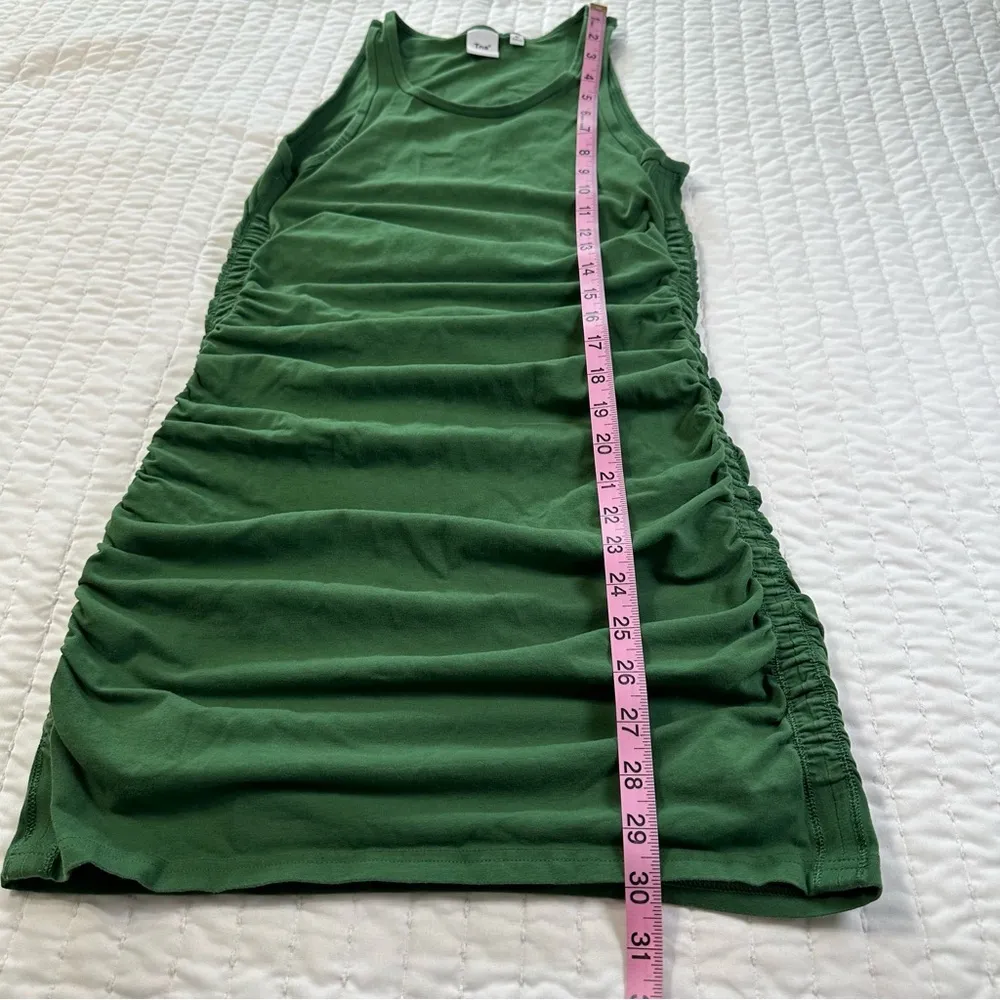 Aritzia TNA Chill Bodycon Malibu Olive Green Ruched Mini Dress Size M - Image 4