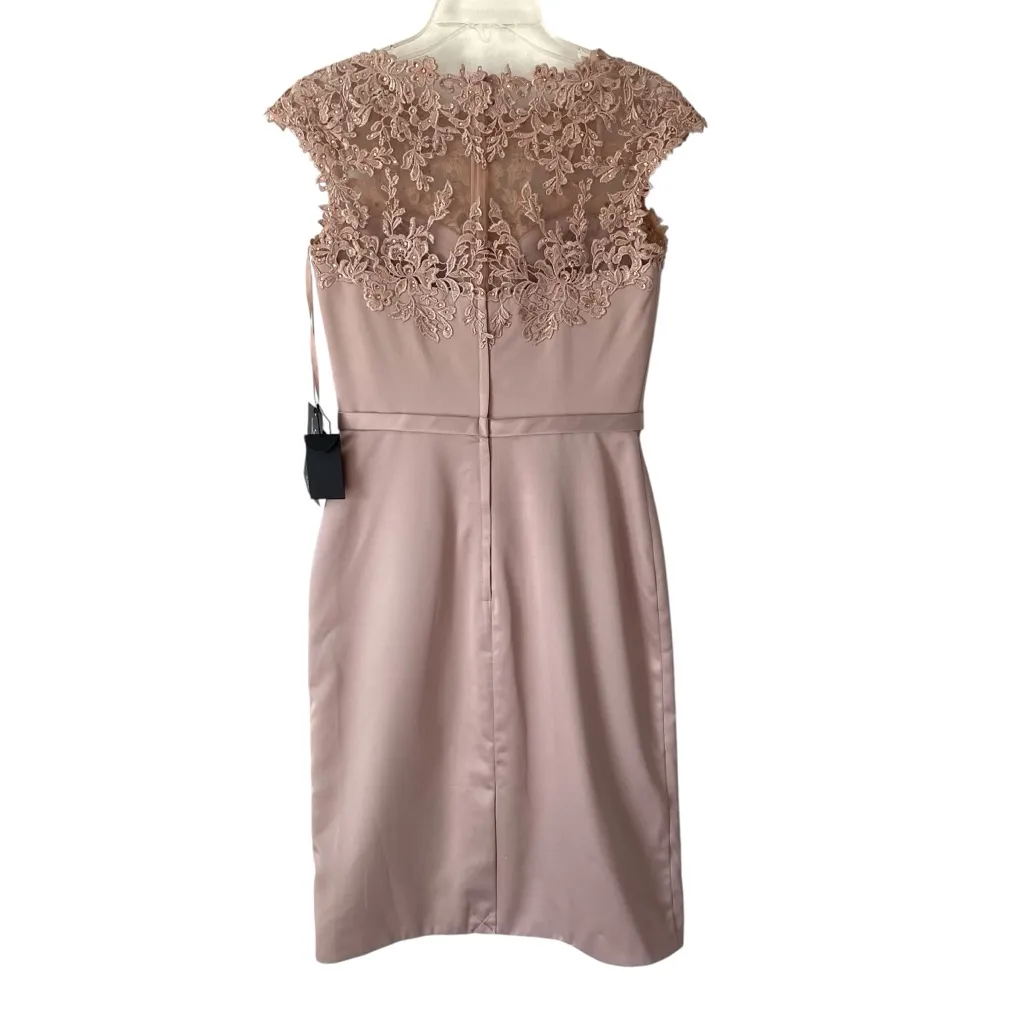 La Femme NWTs Mauve Dusty Rose Elegant Lace Dress size 2 Chrystal Rhinestone - Image 10