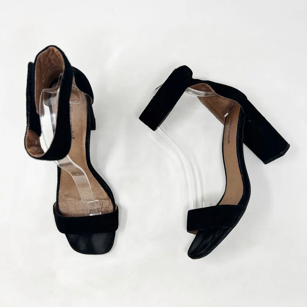 [Jeffrey Campbell] Black Holvey Suede Ankle Strap Chunky Block Heel Sandals Sz 9 - Image 4