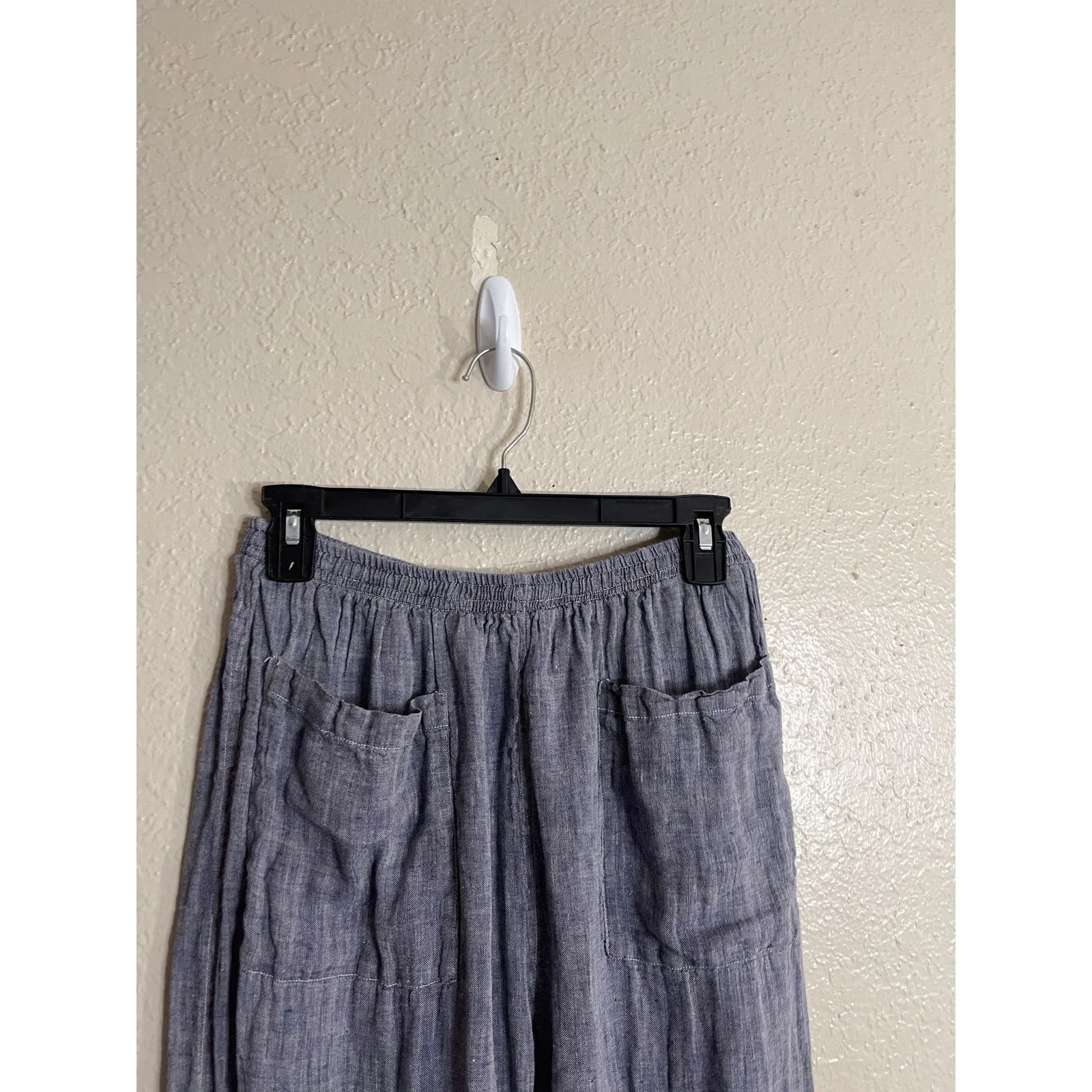 La Bottega di Brunella 100% Linen Tulip Hem Cropped Pants Womans Medium Blue - Image 6