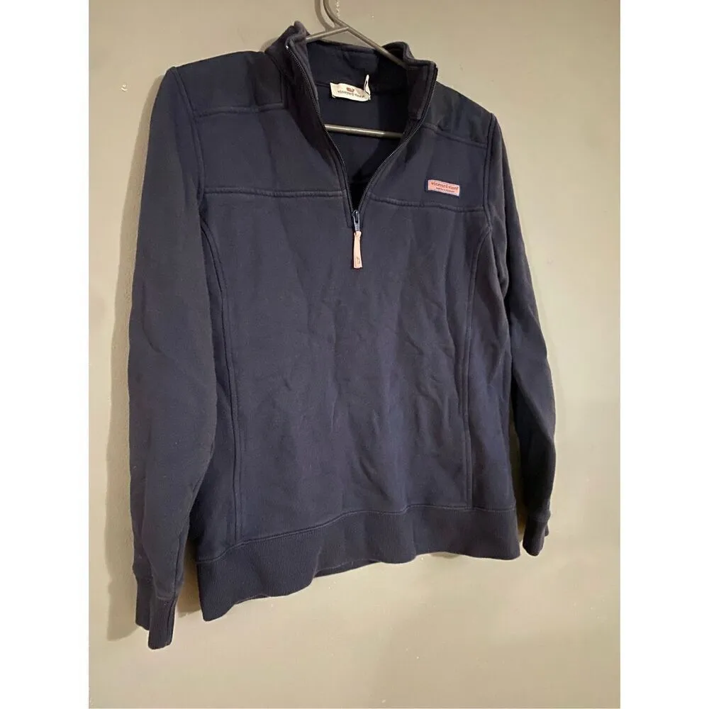 VINEYARD VINES Collegiate Shep Shirt Navy 1/4 Zip Sweatshirt Small - Image 2