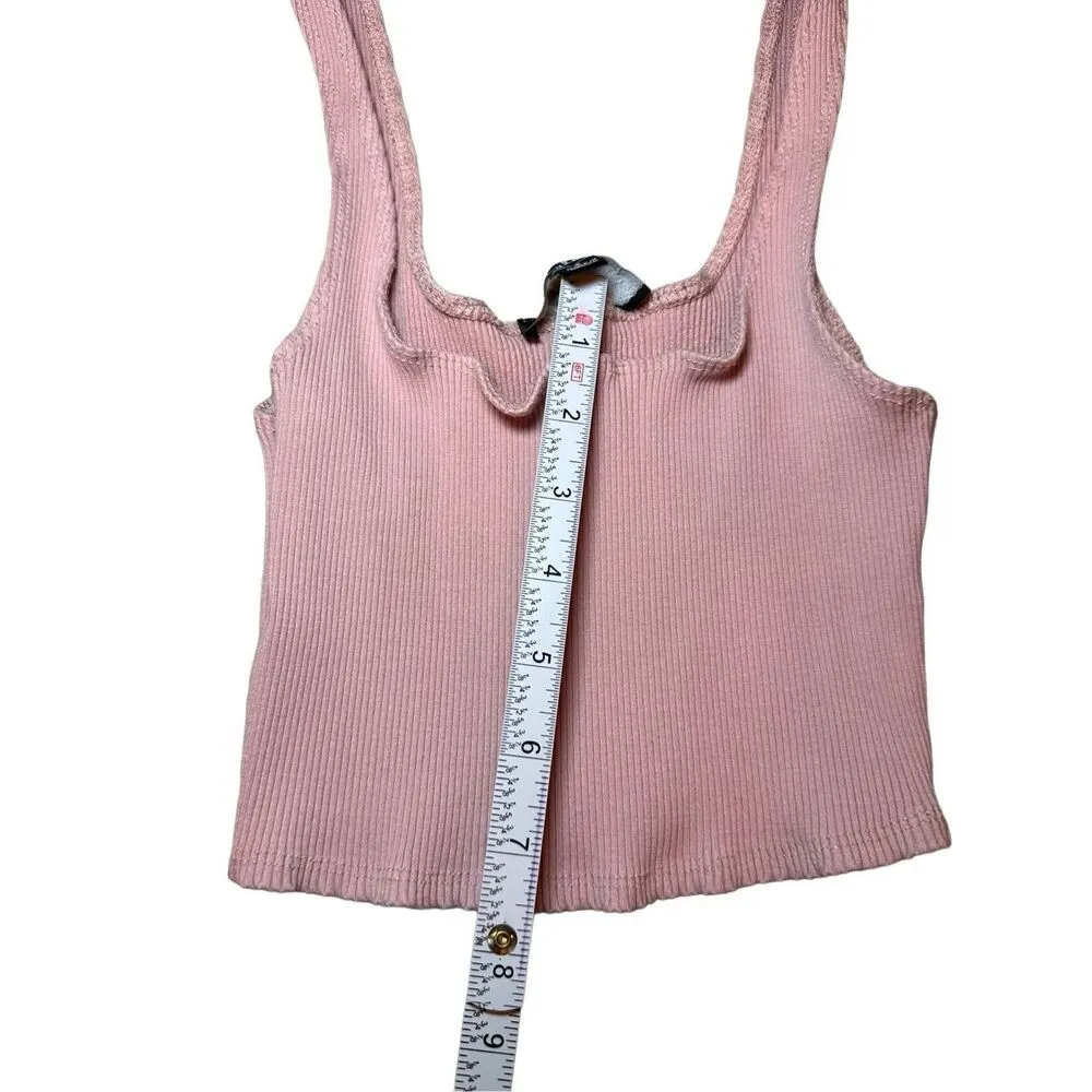 Lulu’s Pink Ribbed Crop Tank Top Sz S - Image 5