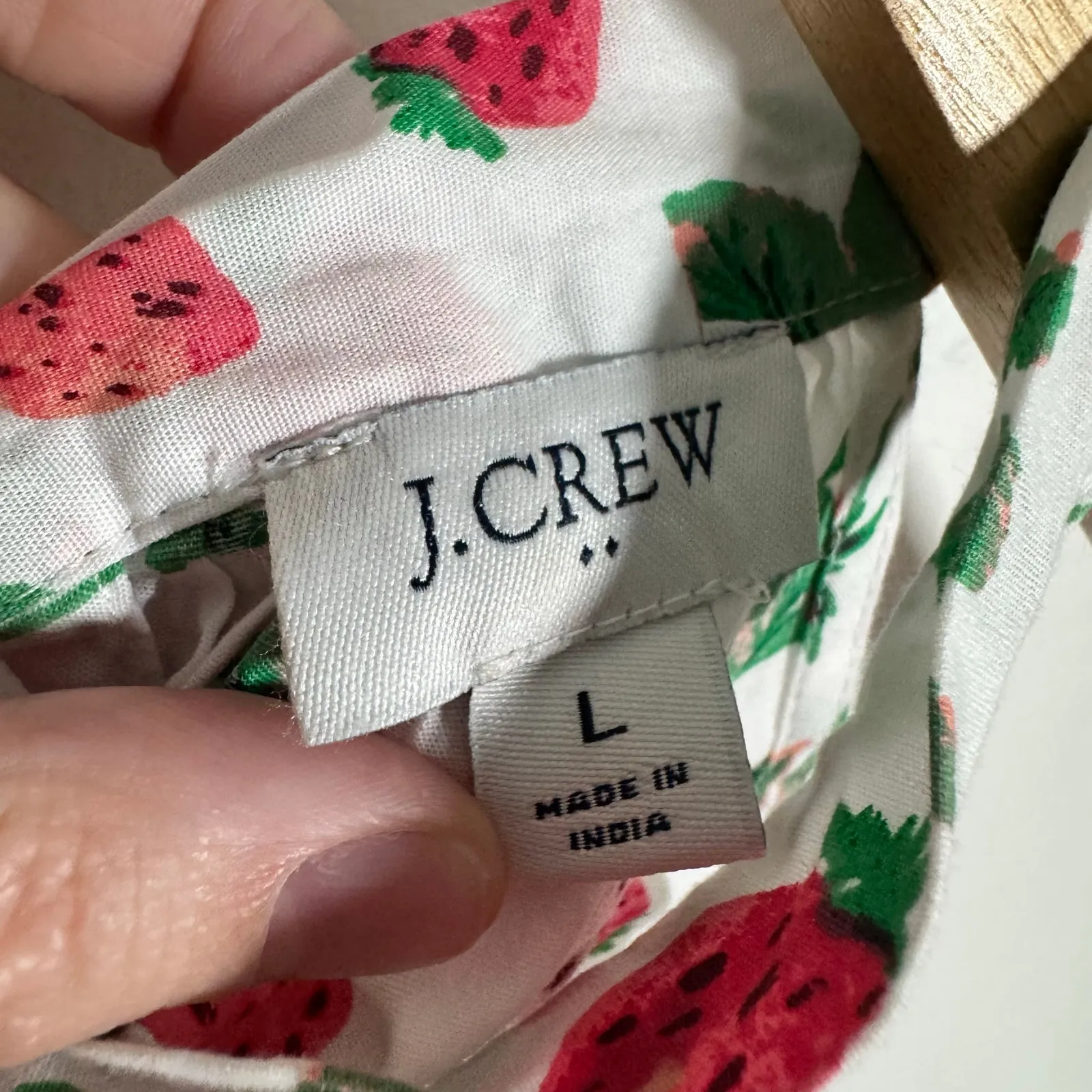 J.Crew Strawberry Halter Neck Tank Top Women L Red White Novelty Spring Preppy Size L - Image 4