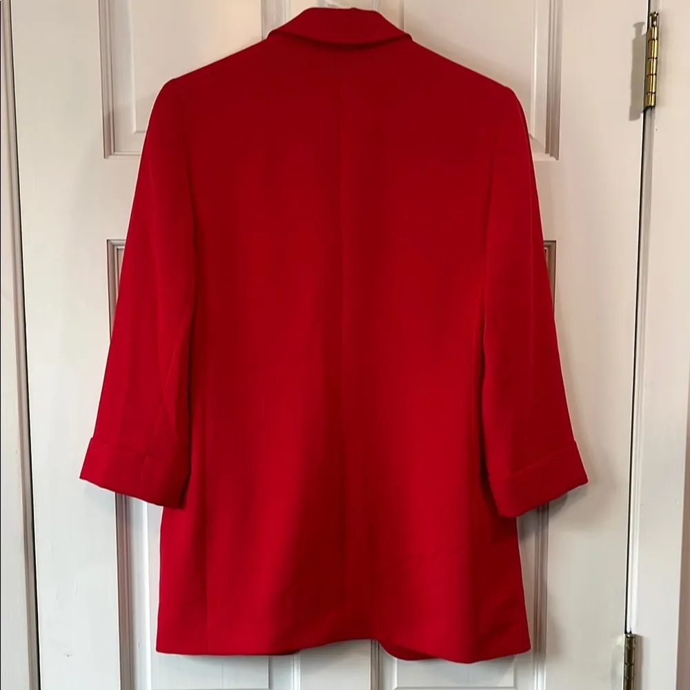 EXPRESS  Cherry Red Oversized Boyfriend Casual Open Front Blazer - Size Small - Image 6
