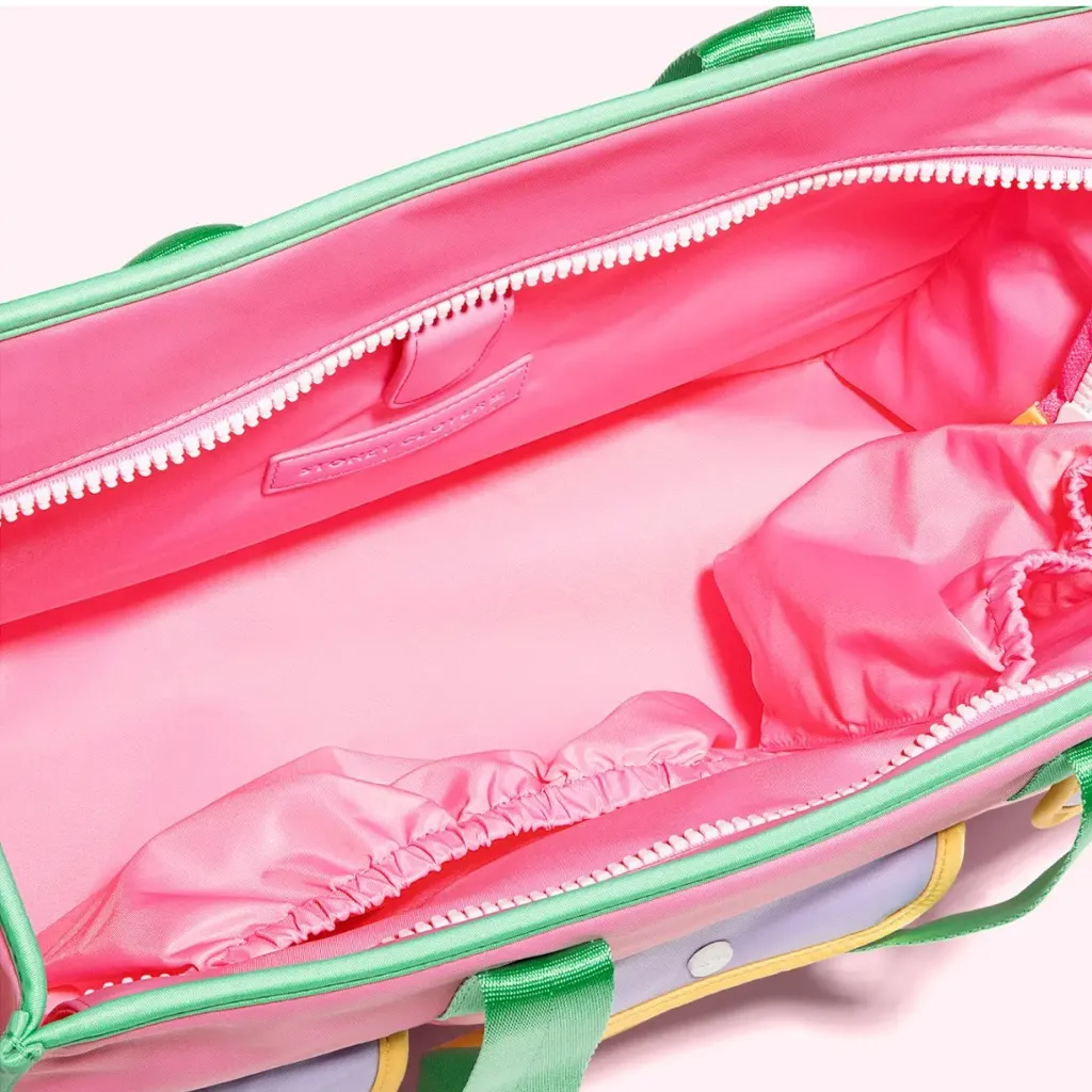 NEW Stoney Clover Lane Pocket Tote Bag Fruit Punch Color Block Pink Green Purple - Image 4