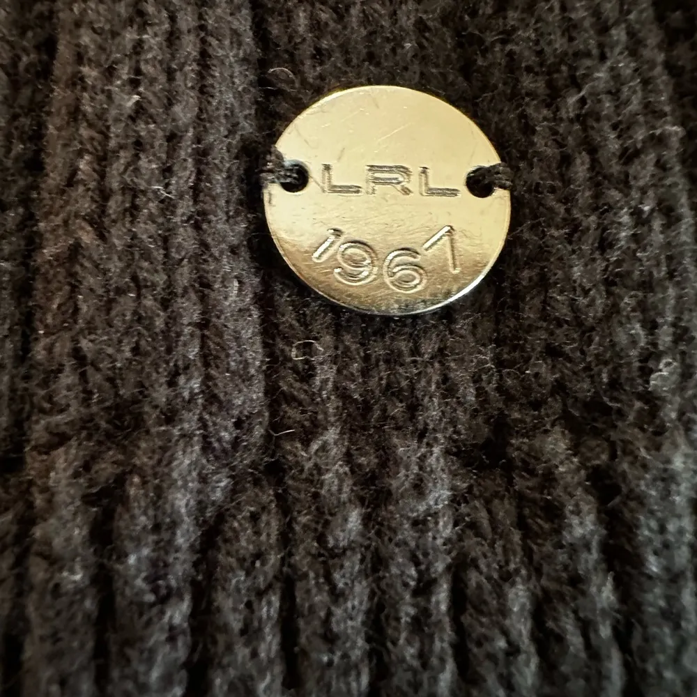 LRL Lauren Jeans Co. Medium Black Ribbed Cotton Sweater, Crew Neck. Zip Neckline - Image 7