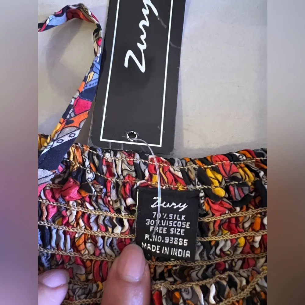 Zury paisley free Size flowing Skirt by free people boho size bohemian stamp Blue - Image 8