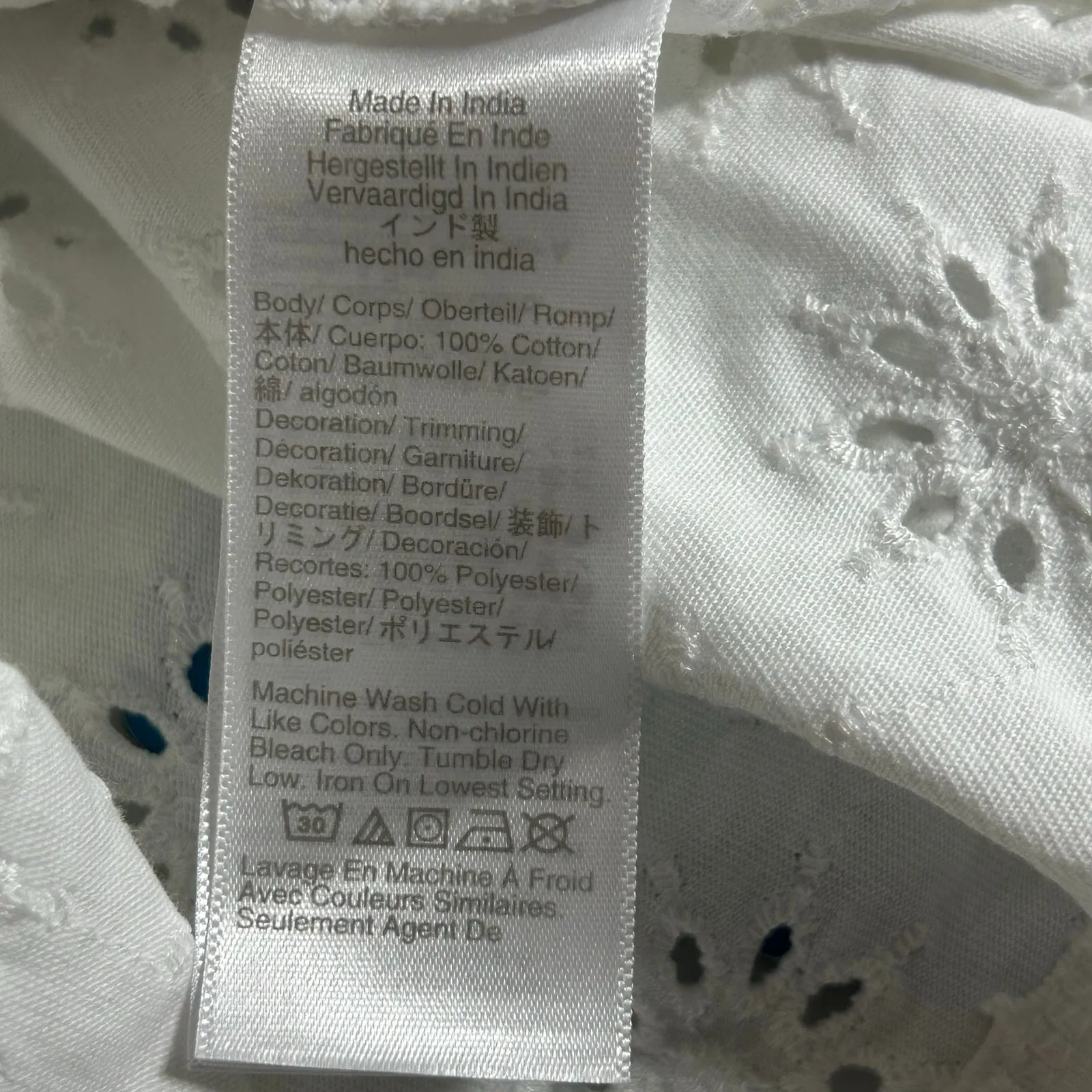 Madewell Women's Floral Eyelet Embroidered Wide-Sleeve Boxy Tee White S New - Image 9