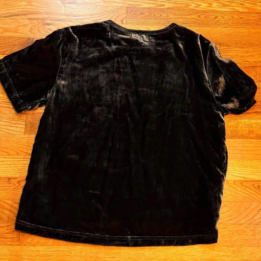 Melloday Women’s Small New Brown Velvet Short Sleeve Crewneck t-shirt Top - Image 6