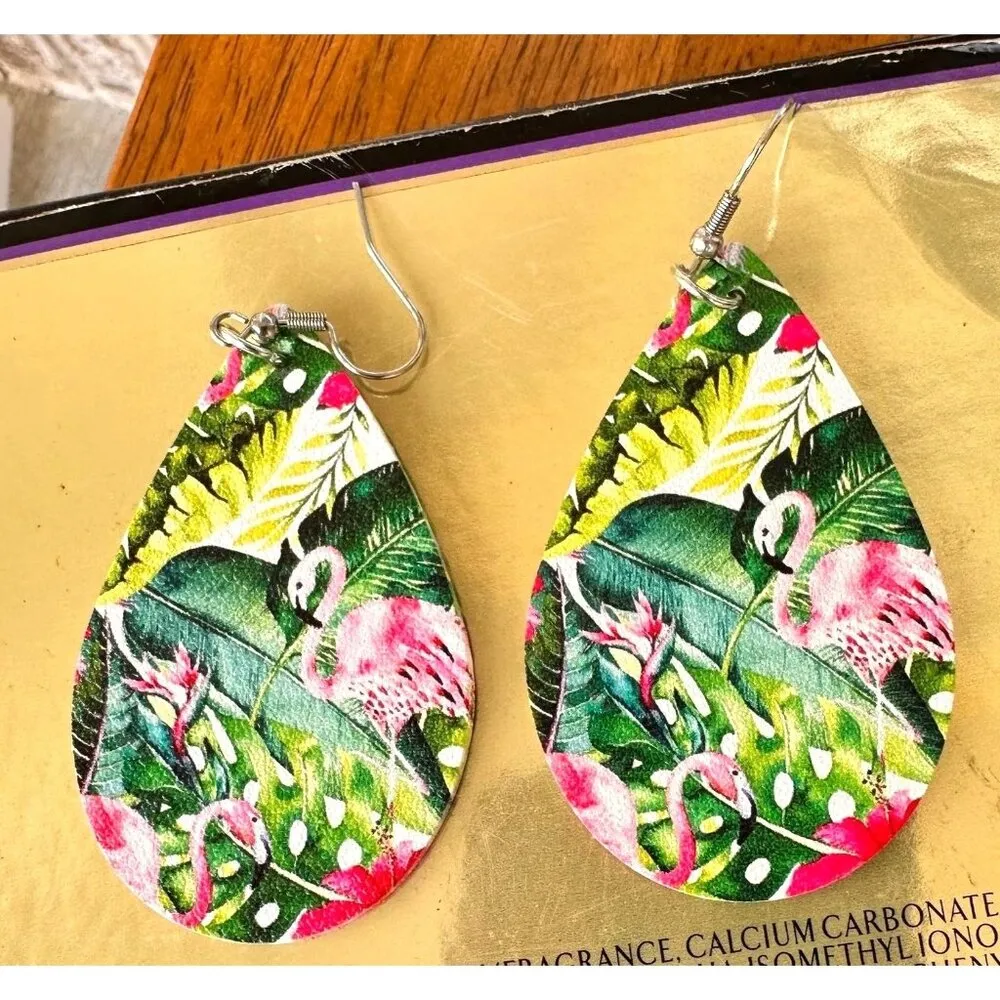 Flamingo Earrings Dangle Hooks New Art Deco Las Vegas Florida Beach Cru… Pink - Image 9