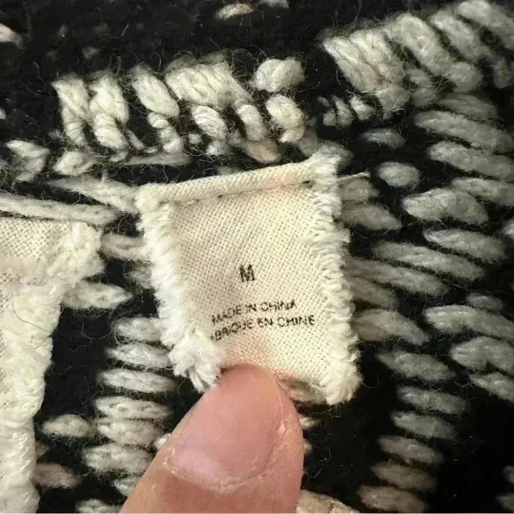 Anthropologie Angel of the North Roenne Cardigan Vest Black White Knit Sz Medium - Image 9