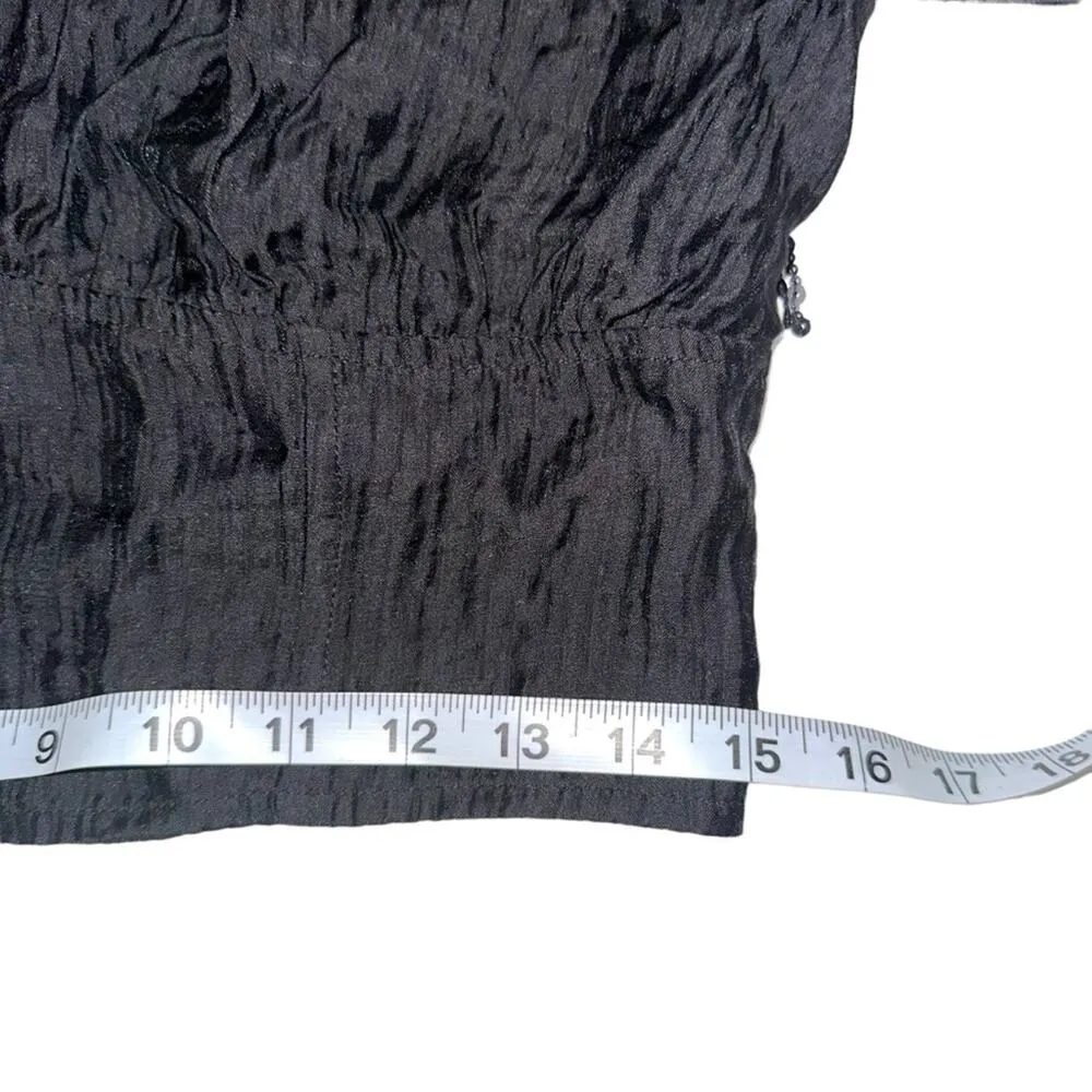 Anthropologie Current Air Sequin Fringe Cut Out Back Long Sleeve Black Top M - Image 8