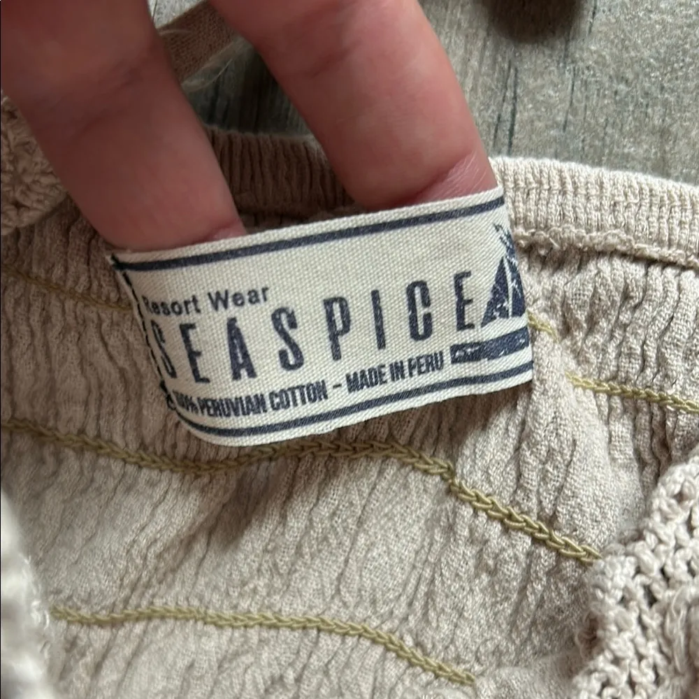 Cream Halter resort wear Sundress Tan Size M - Image 4