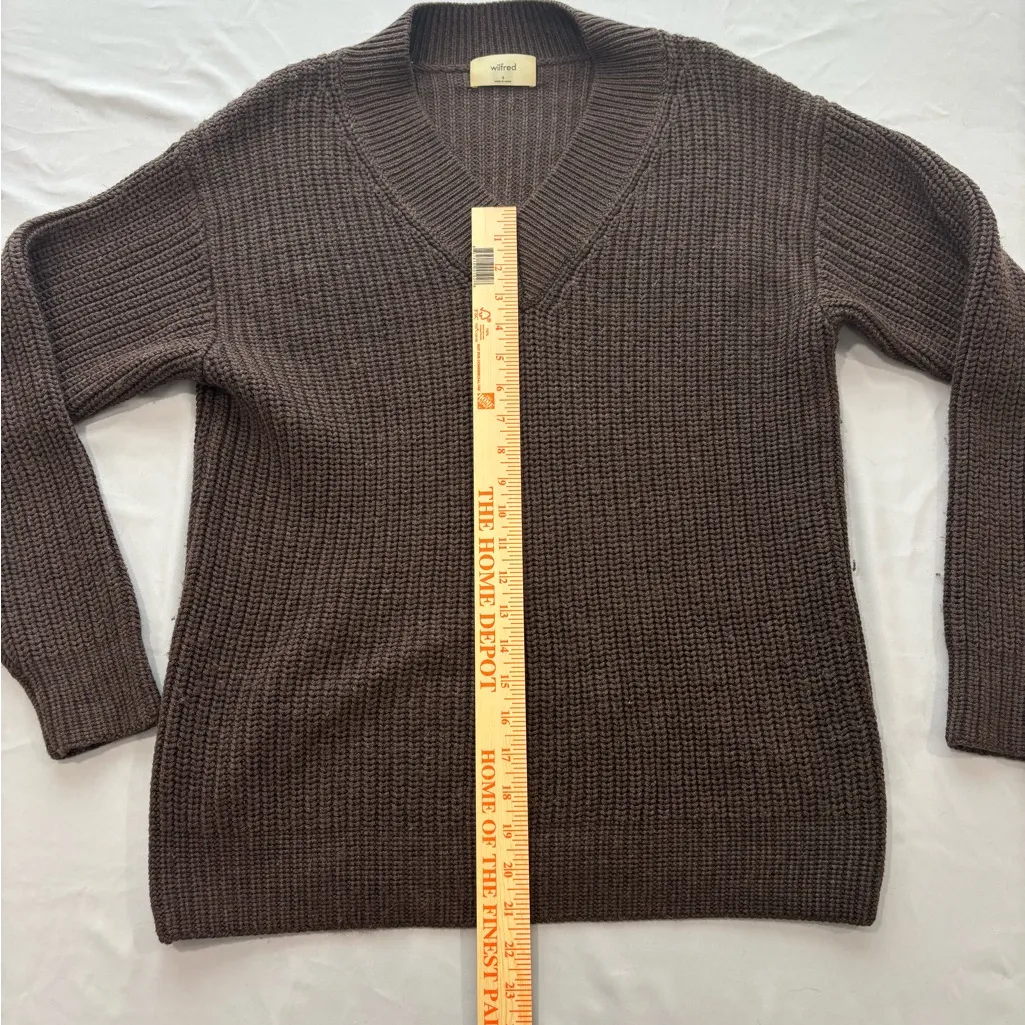 Aritzia Wilfred Roger Brown Oversized V-Neck Sweater Small - Image 3