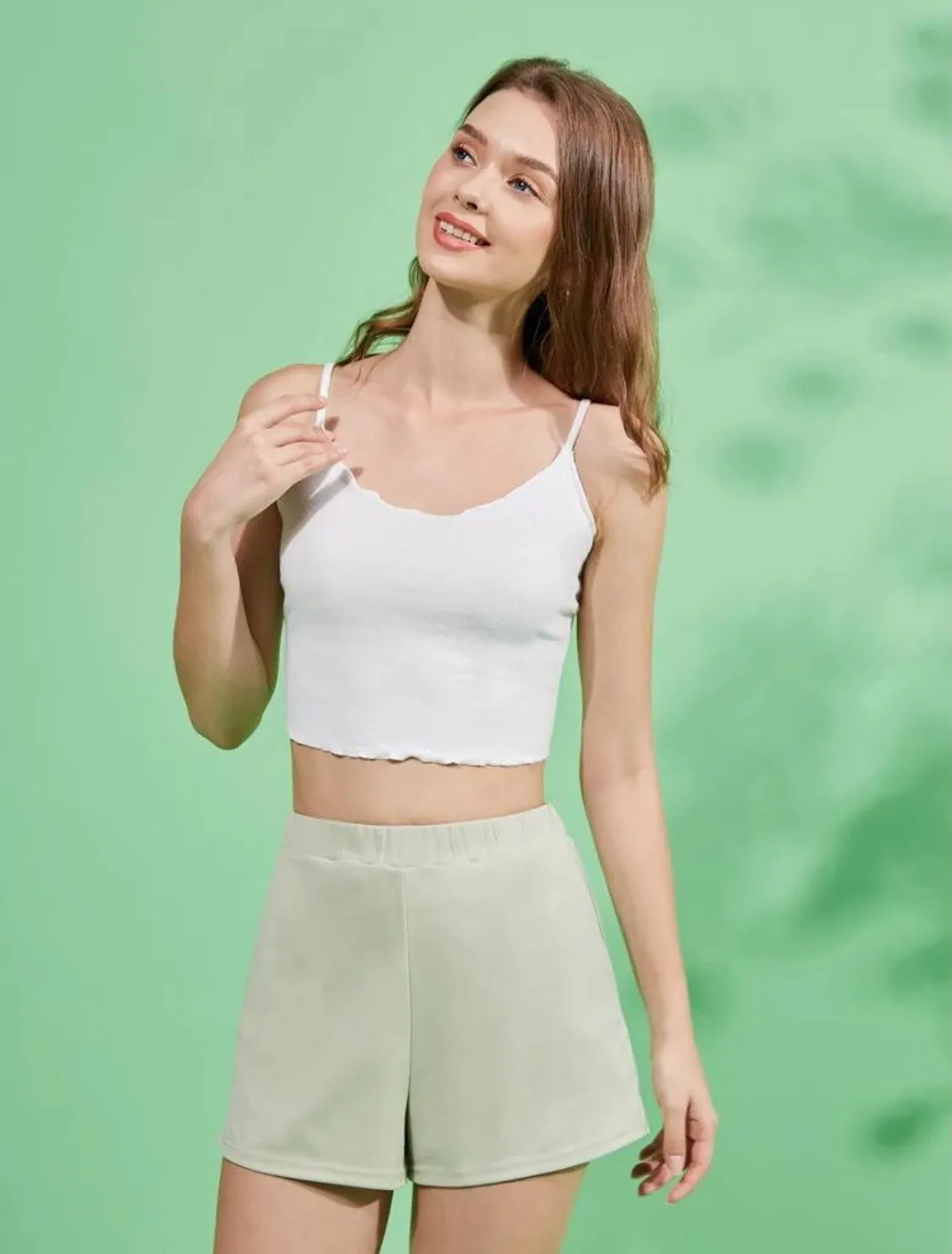 NEW Sz M Light Green Pull On Shorts Fabulous Material! Casual, Dress, Or Athletic - Image 7