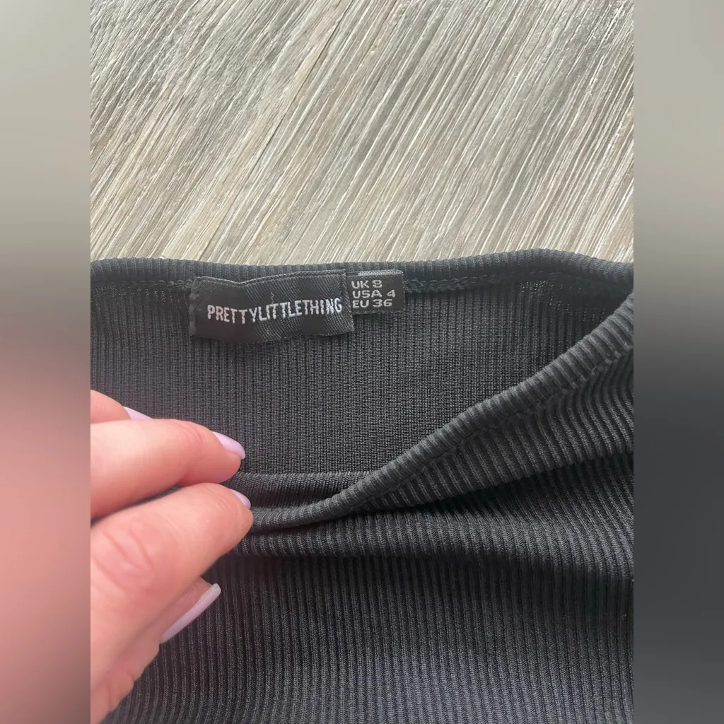 NWOT PLT BLACK RIBBED MIDI PENCIL DRESS US4 - Image 4