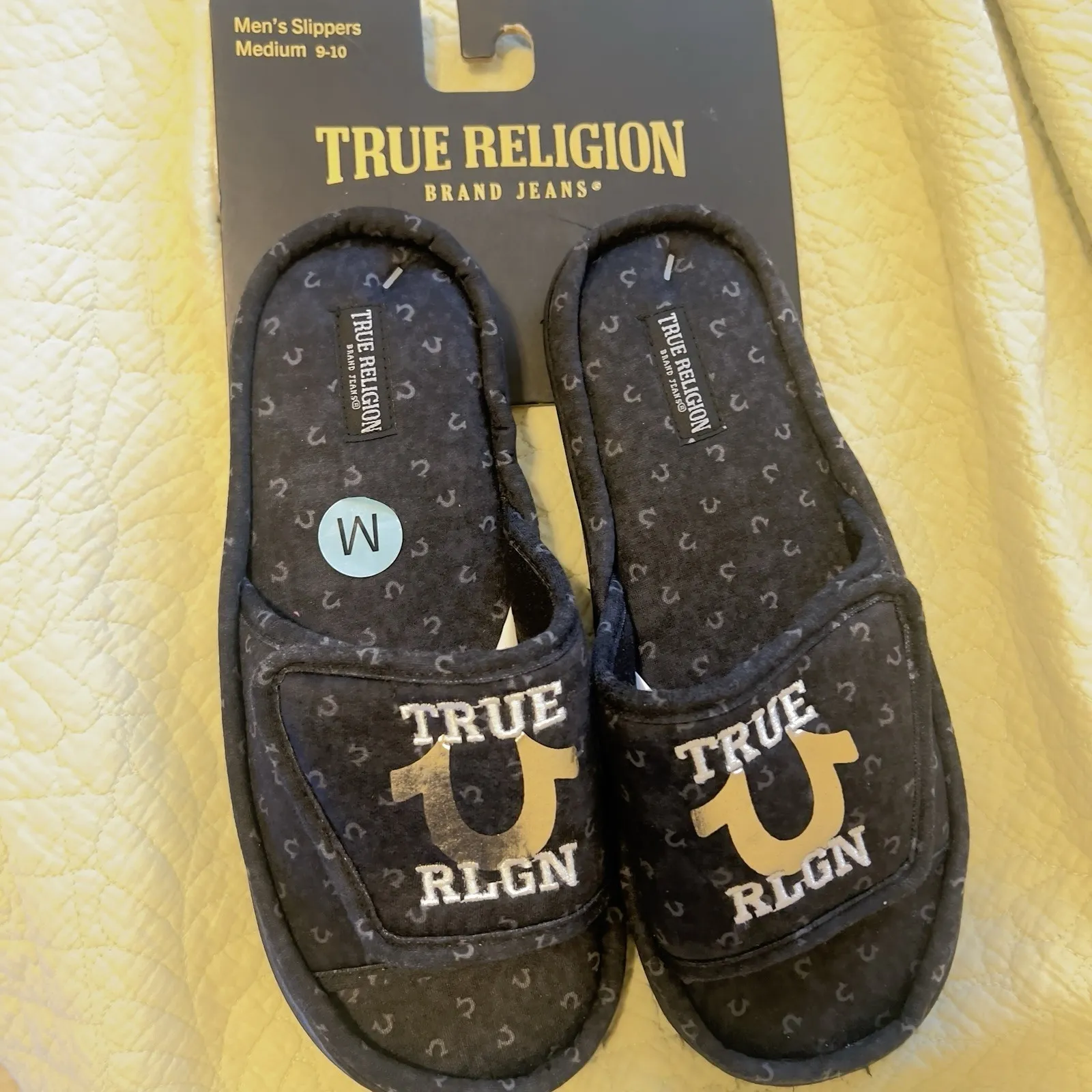 True Religion Blue Plush Indoor Outdoor‎ Slippers Slides Men's  Medium 9-10 - Image 2