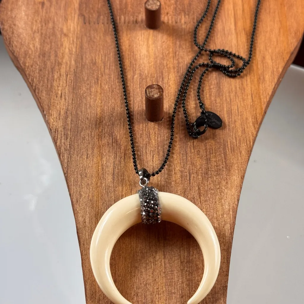 Free People Crescent Pendant Necklace with Black Chain - Image 11