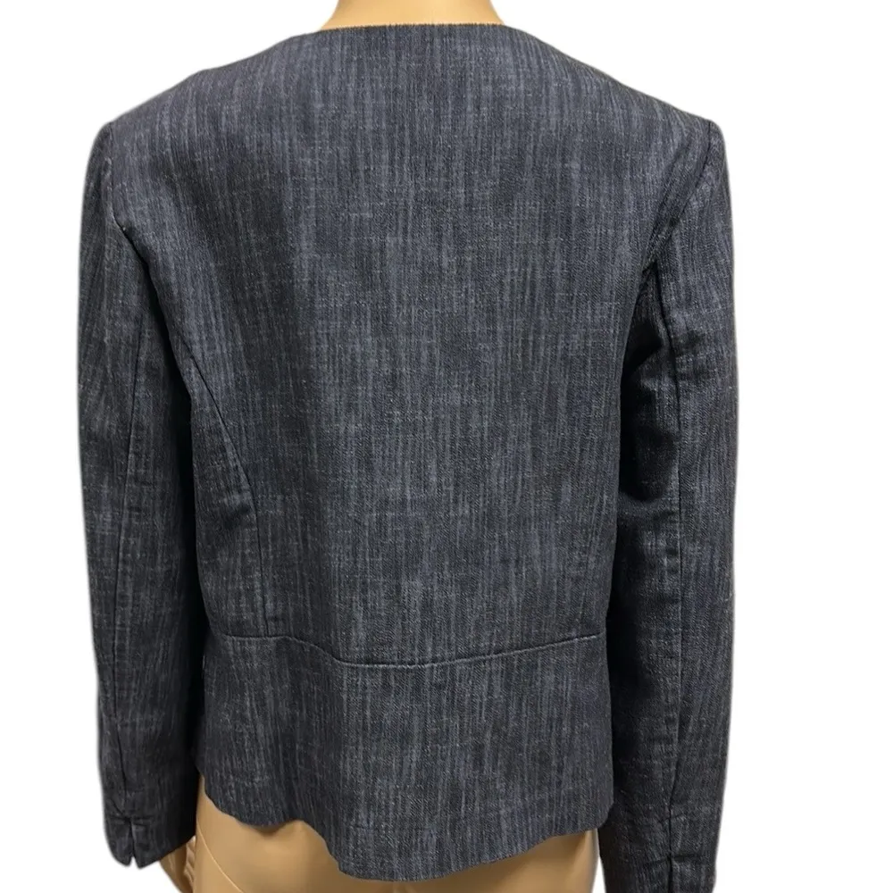 JM Collection Denim Zip Up Studded Long Sleeve Blue Jean Jacket Womens Petite 10 - Image 3