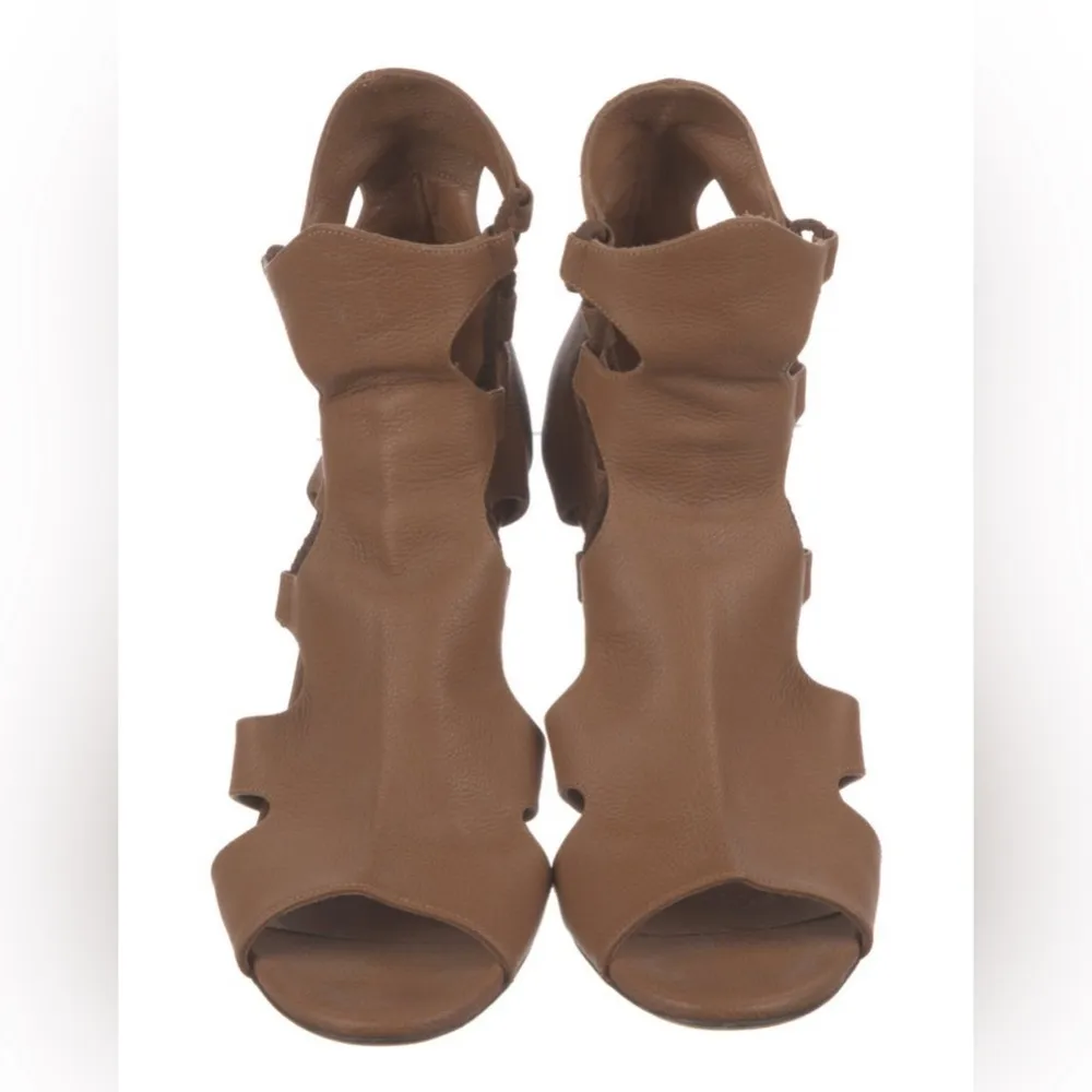 Jimmy Choo Lucky Soft Napa Leather Gladiator Open Toe Heels Tan Brown sz 39 - Image 8