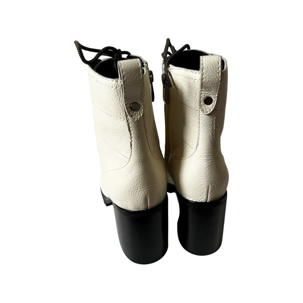 NEW PAIGE Christie Lace Up Heel Combat Boots White Sz 9.5 - Image 3